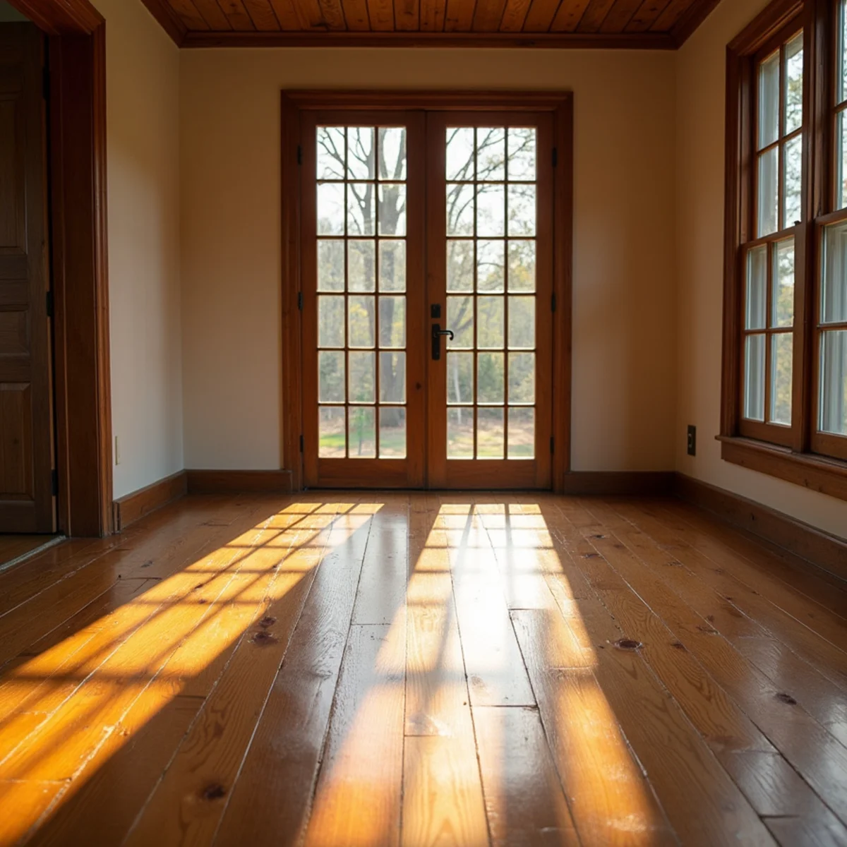 Original heart pine floor being restored in a historic Social Circle, GA home