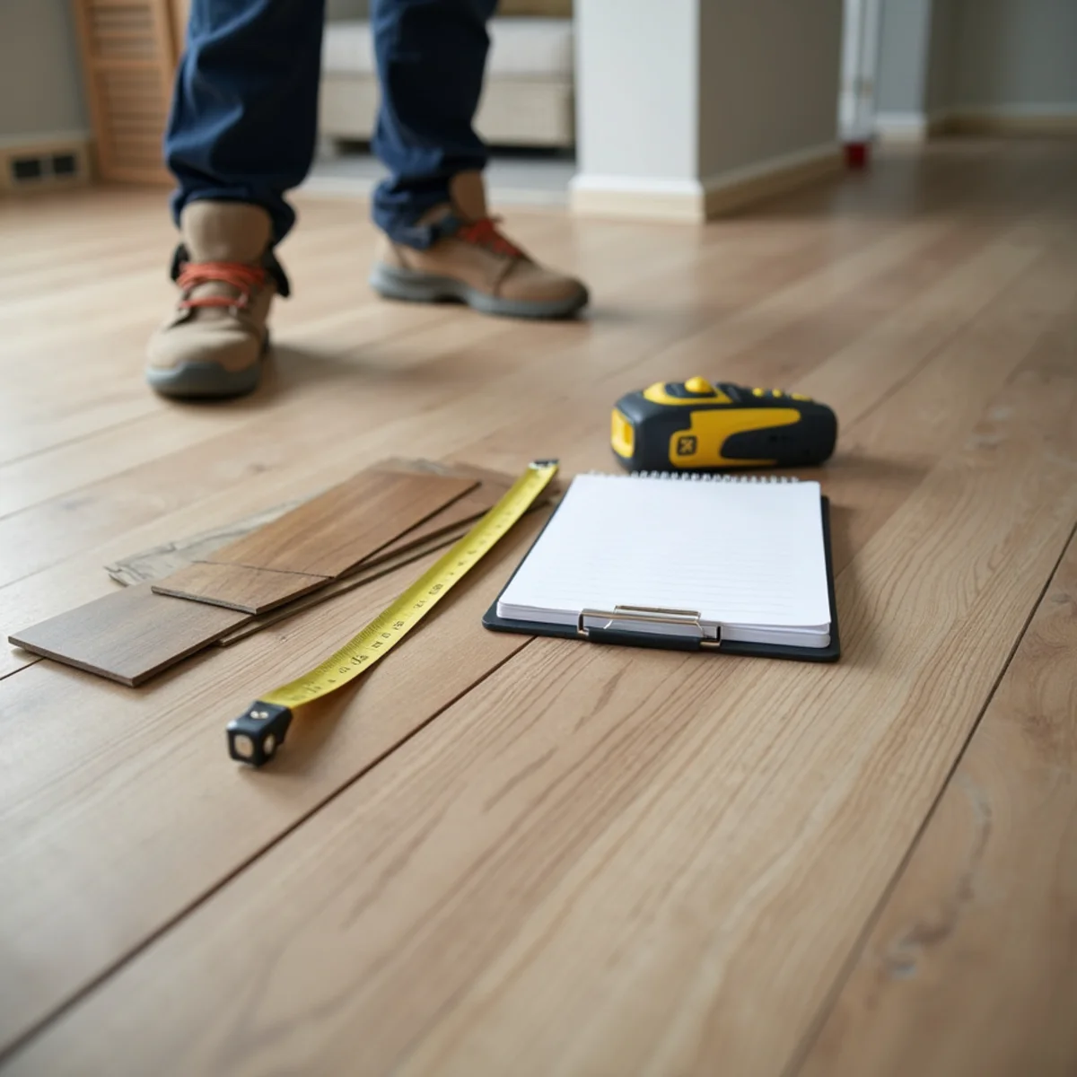 Luxury vinyl plank flooring being installed in a Snellville, GA home