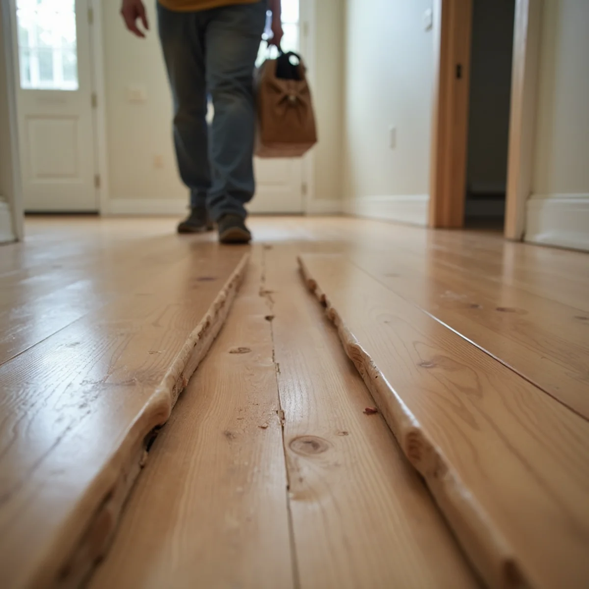 Flooring contractor making an urgent same-day floor repair in a Loganville, GA home