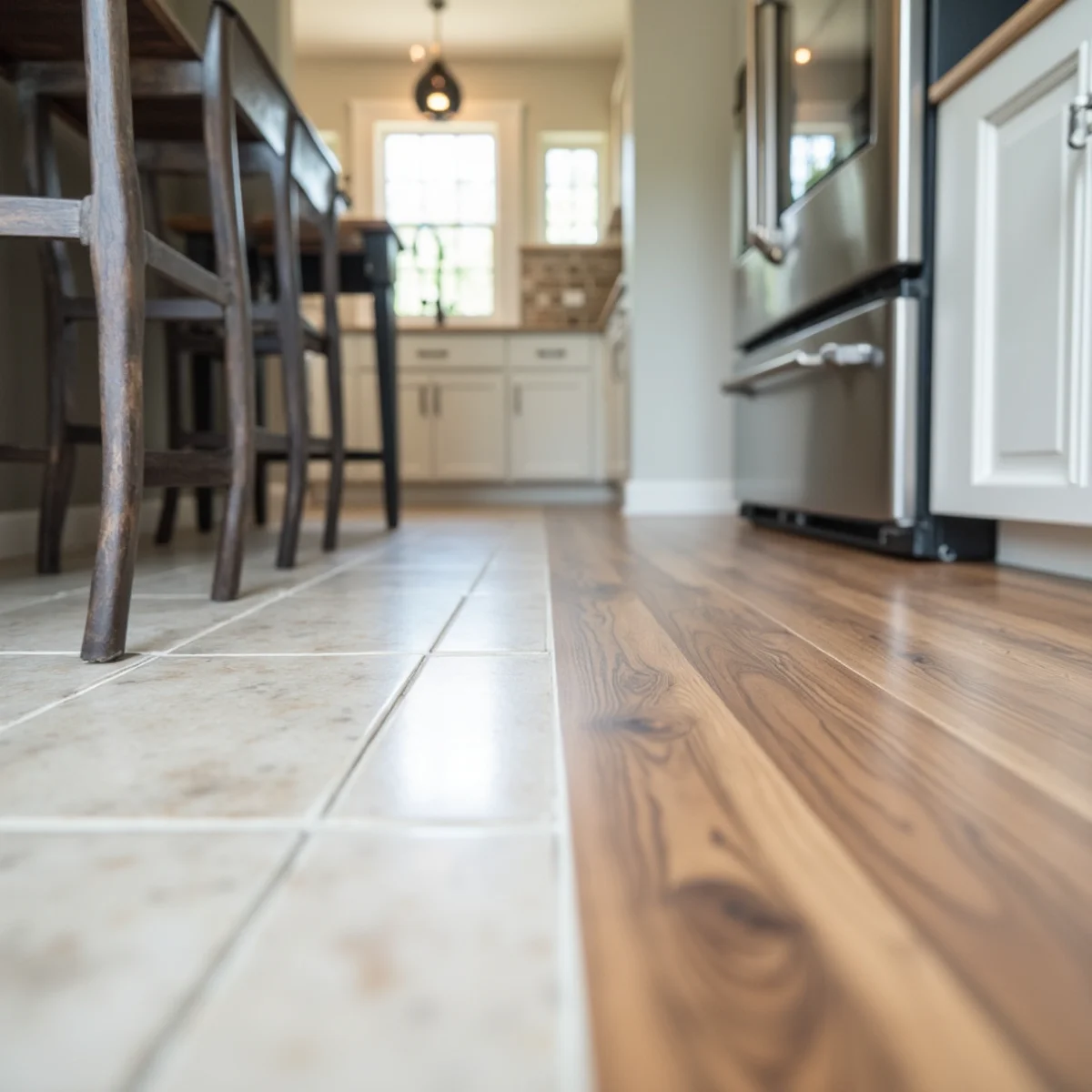 Tile and luxury vinyl plank samples compared for a kitchen in Good Hope, GA